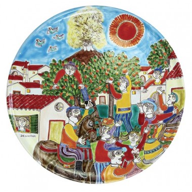 Sicilian ceramic circular Plate de simone pottery DS Raccolta Arance PT45DS Sicilian ceramic circular Plate de simone pottery DS Raccolta Arance PT45DS
